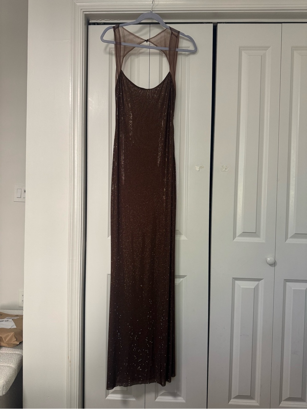 Meshki Brown Sparkle Slip Maxi Dress - Picture 4 of 9